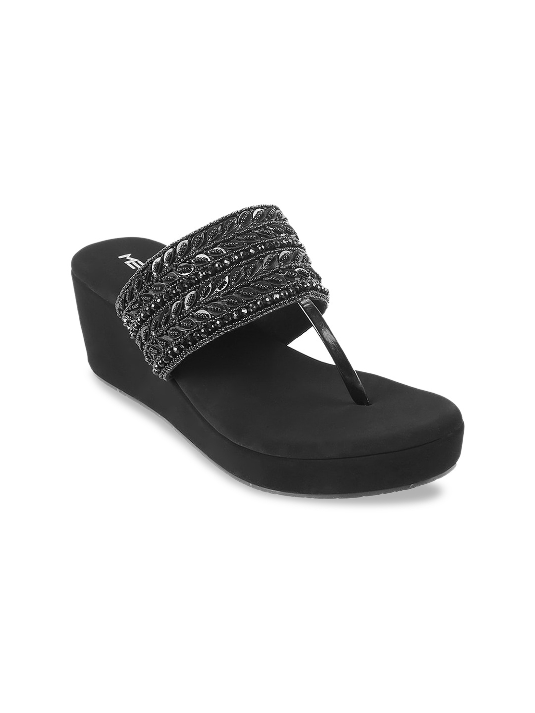 

Metro Embellished Open Toe Wedges, Black