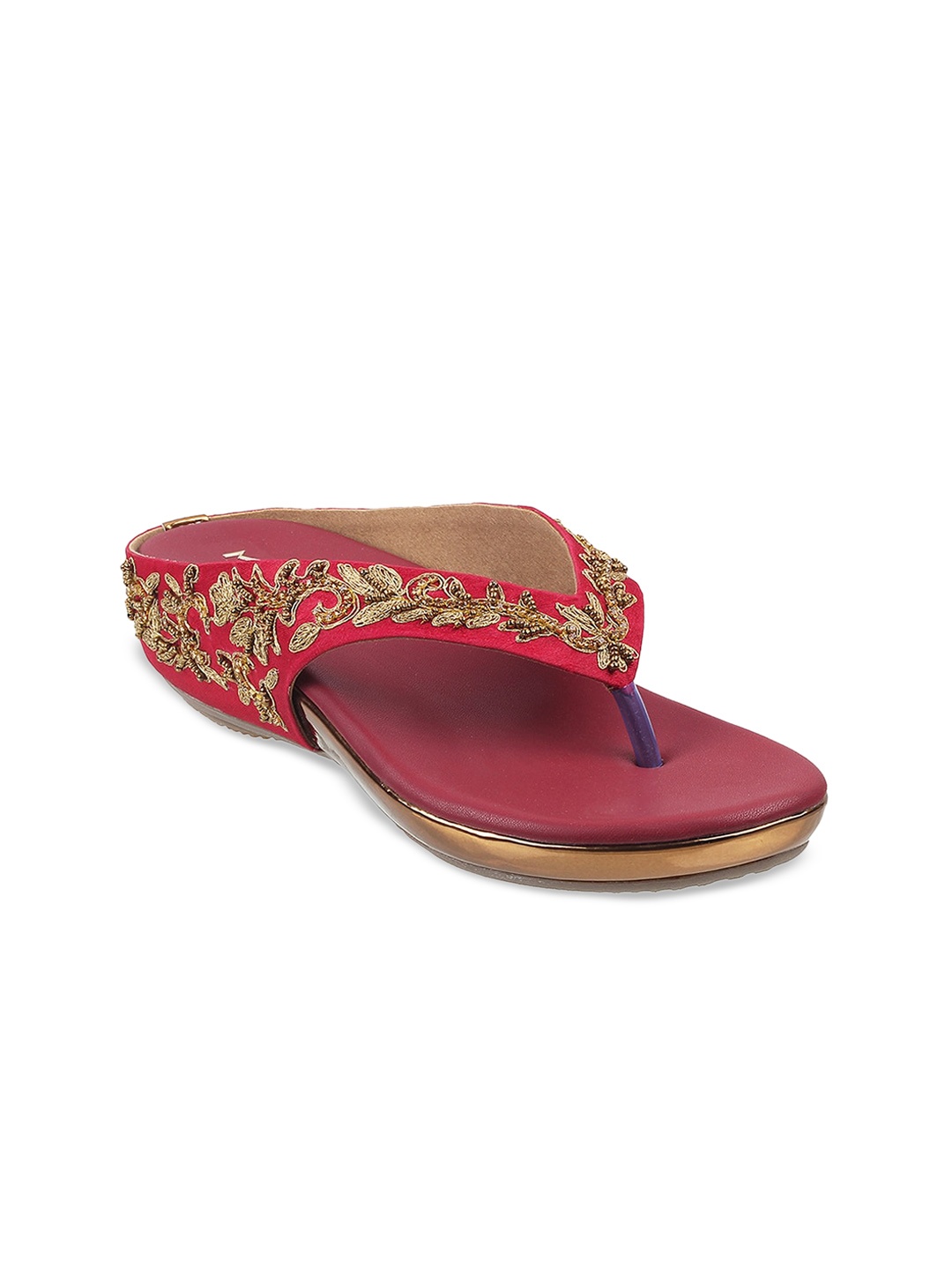 

Metro Women Embellished Open Toe Flats, Maroon