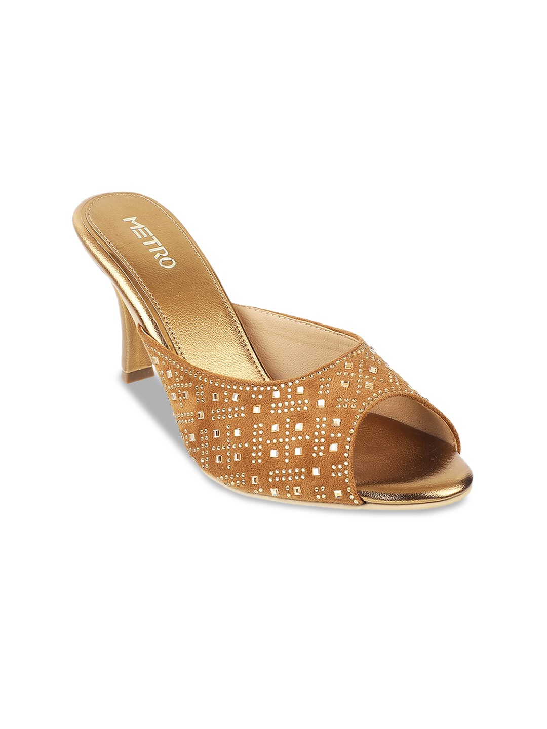 

Metro Embellished Slim Peep Toes, Gold