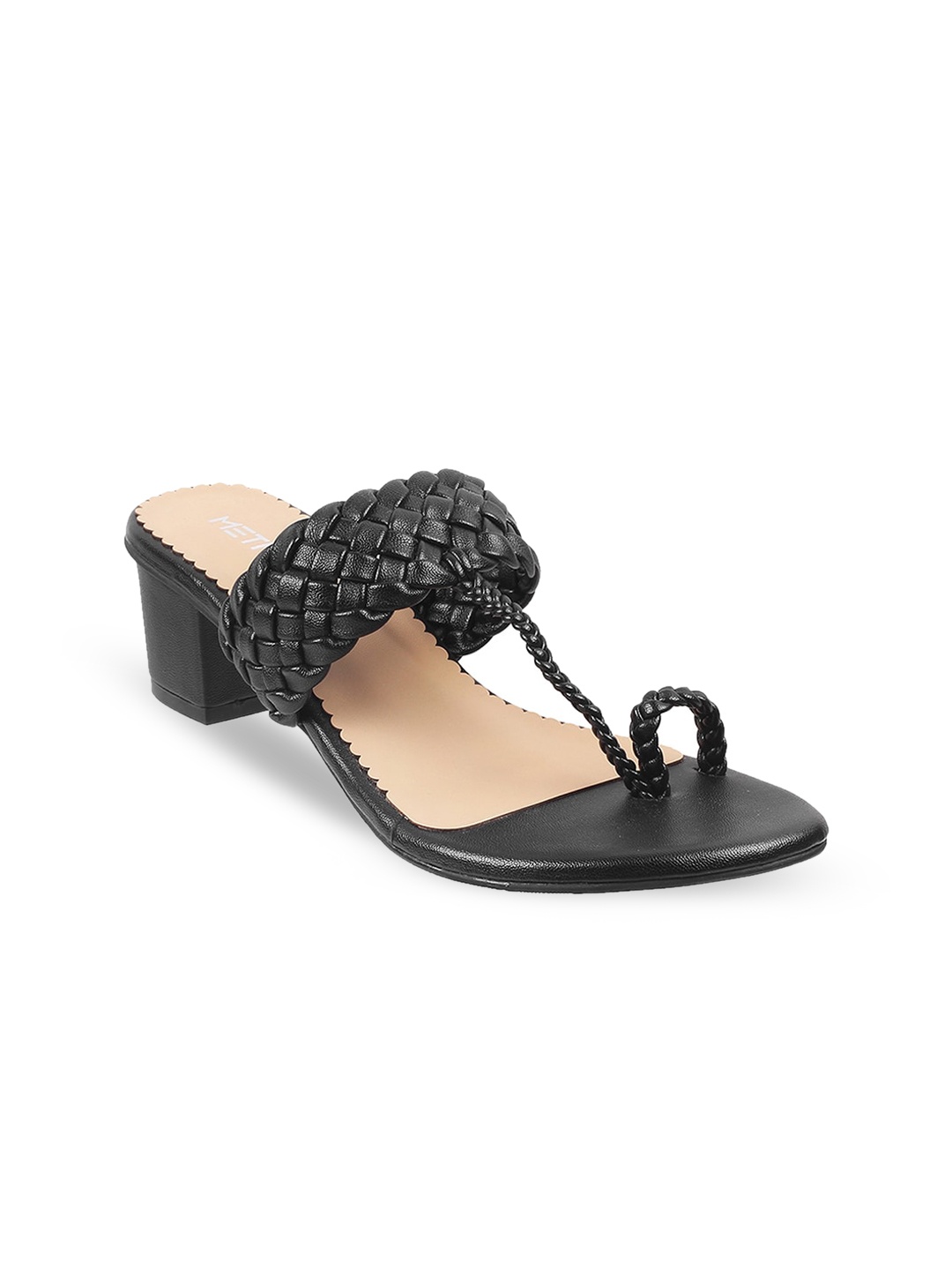 

Metro Braided One Toe Block Heels, Black