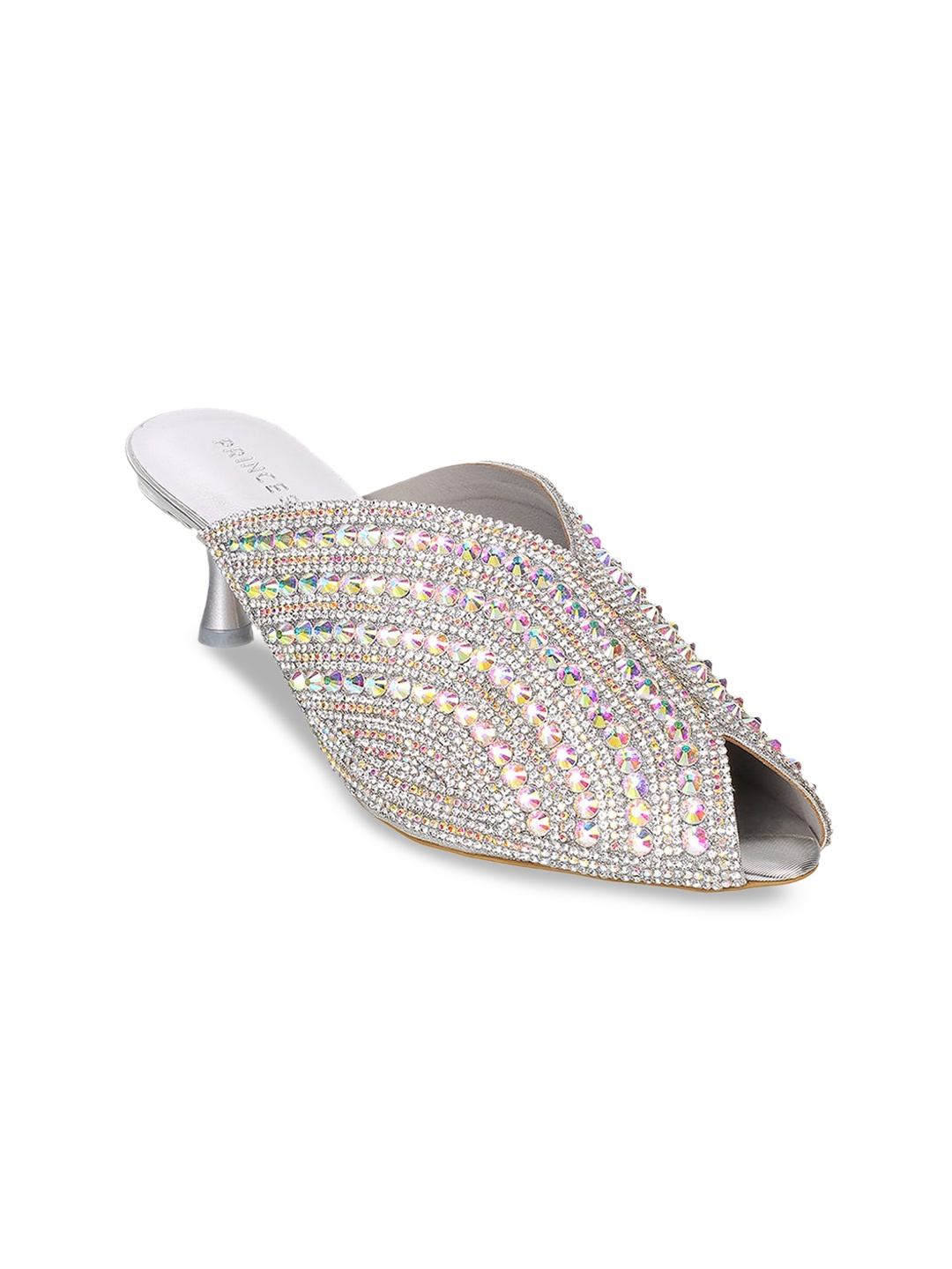 

Metro Embellished Kitten Peep Toes, Silver