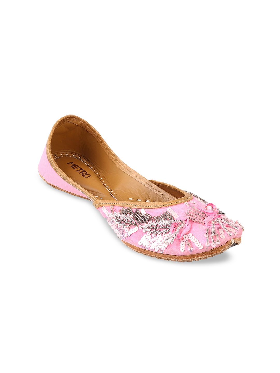 

Metro Women Ethnic Embellished Mojaris, Pink