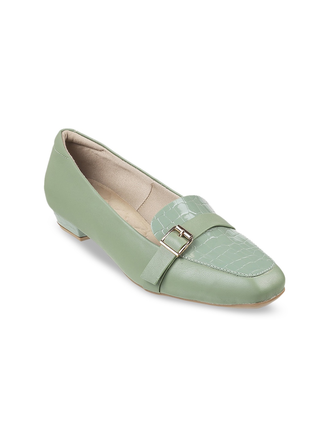 

Metro Textured Block Pumps With Buckles, Green