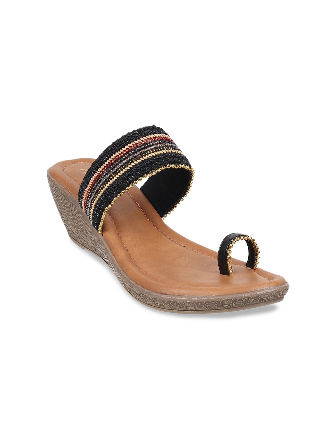 

Metro Embellished Open One Toe Wedges, Black