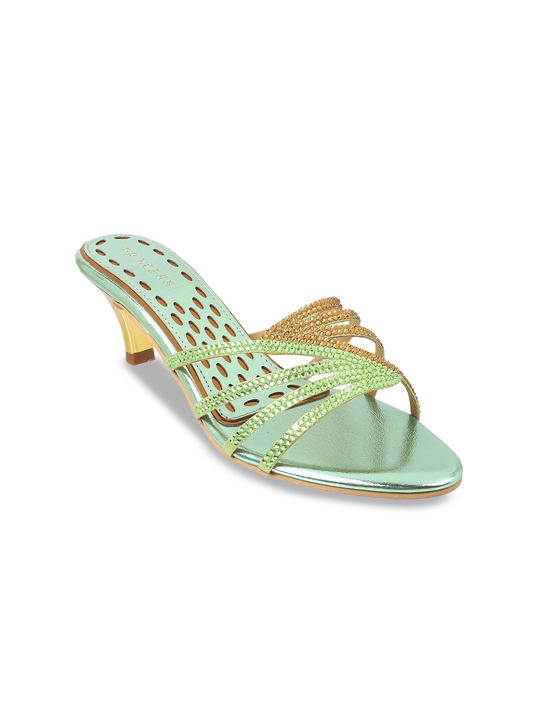 

Metro Colourblocked Embellished Kitten Heels, Sea green