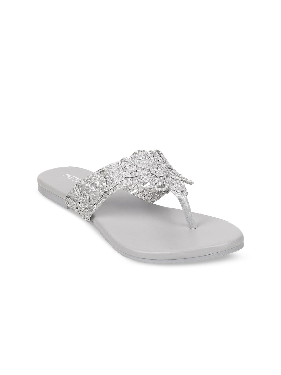 

Metro Women Woven Design Open Toe Flats, Grey