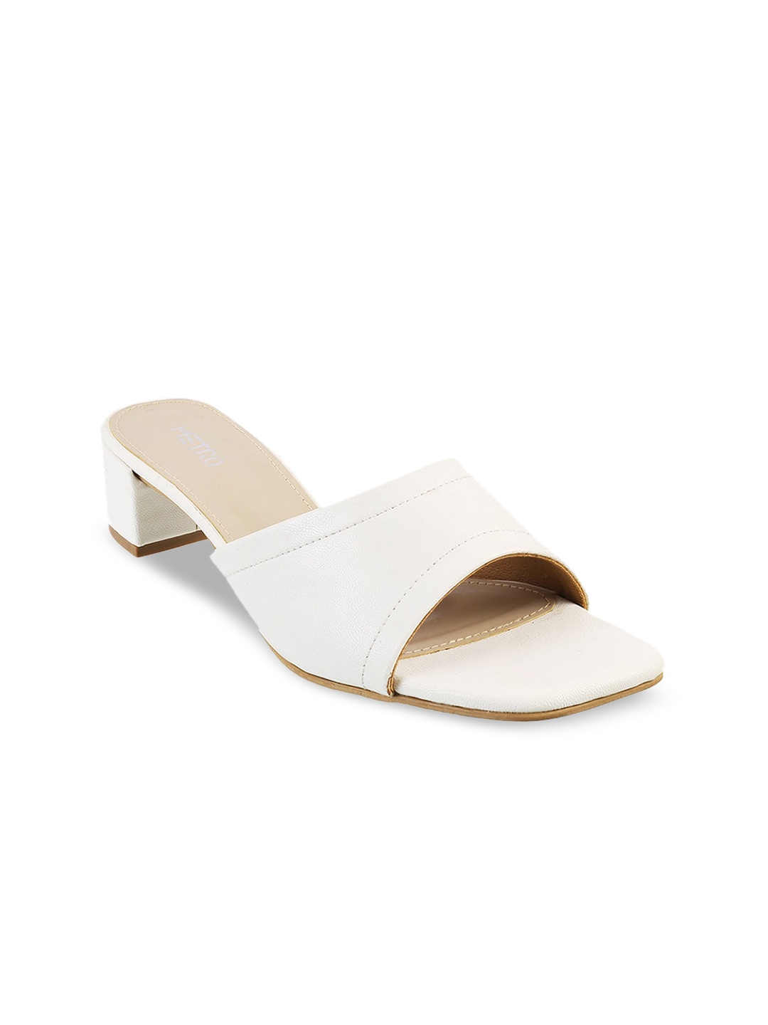 

Metro Open Toe Block Heels, White