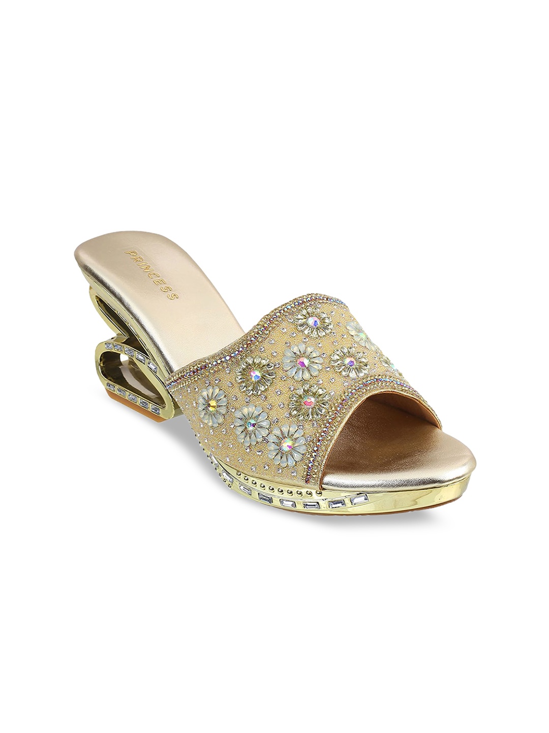 

Metro Embellished Block Mules Pumps, Gold