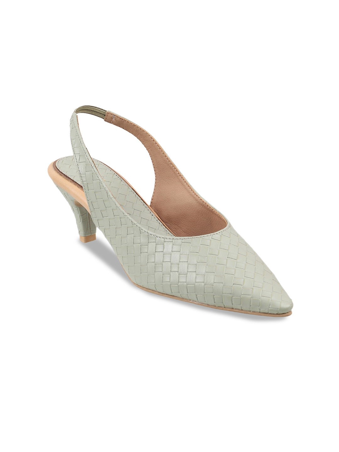 

Metro Textured Kitten Mules With Backstrap, Green