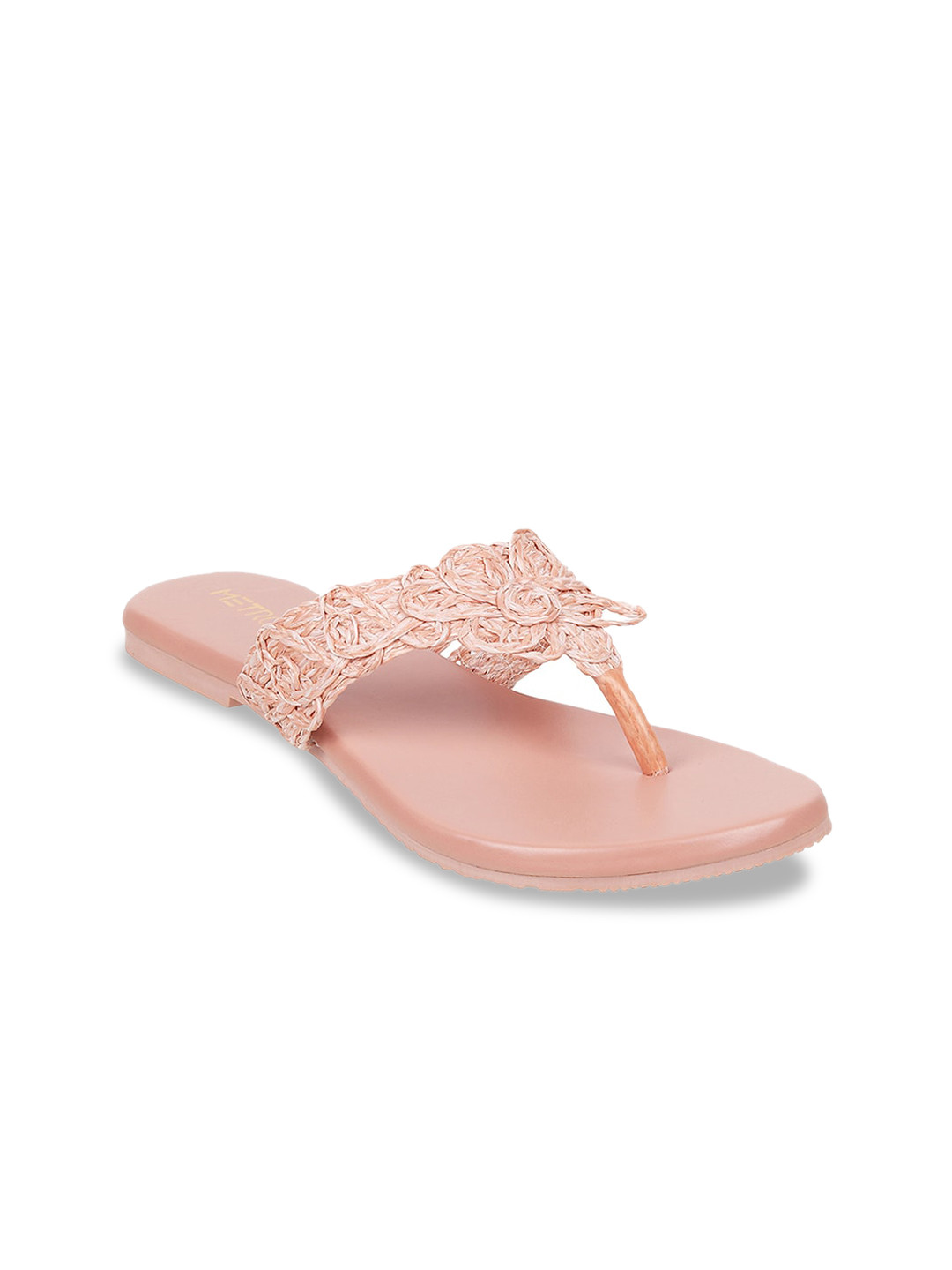 

Metro Women Woven Design Open Toe Flats, Pink