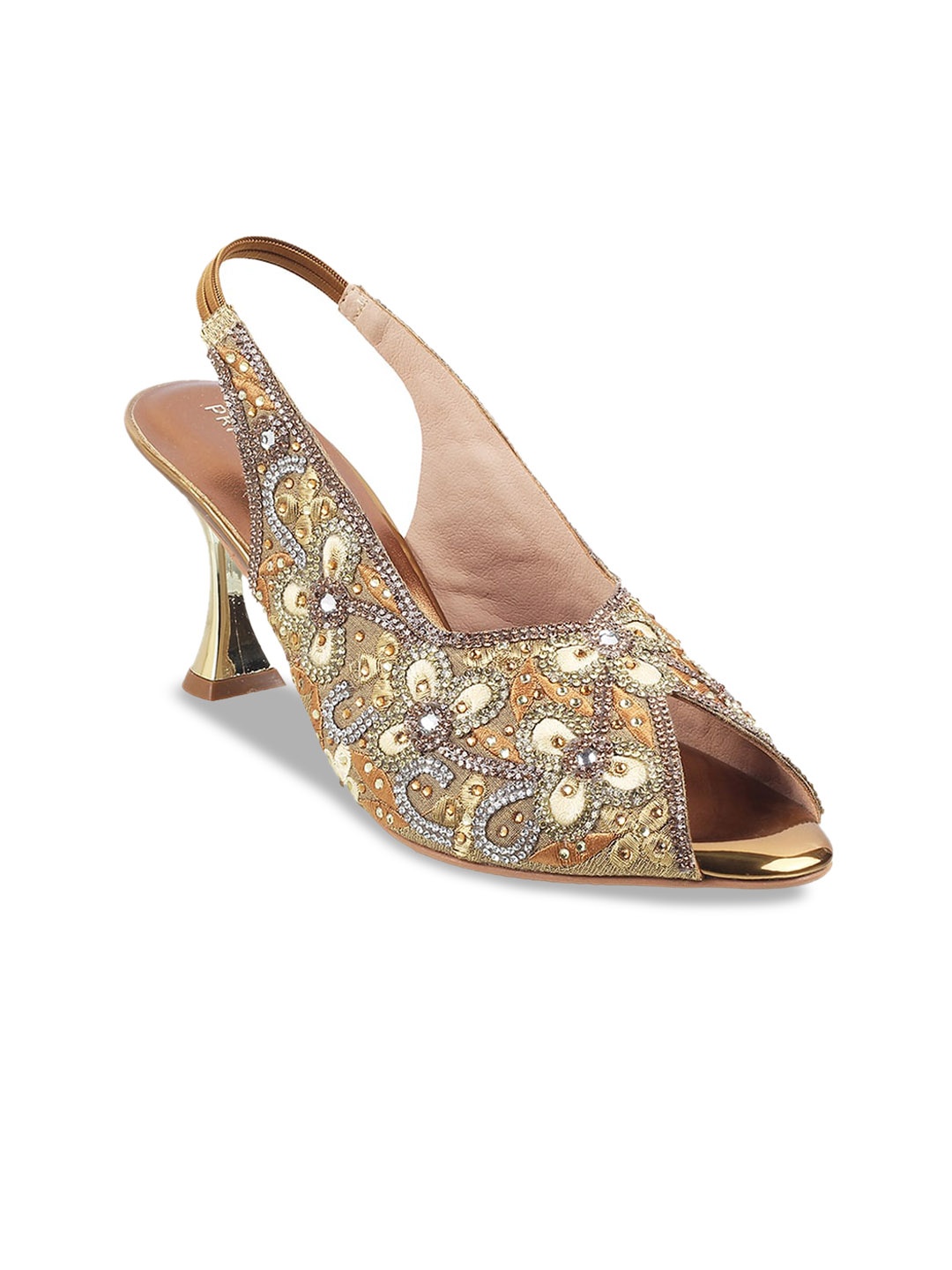 

Metro Slim Peep Toes Heels, Gold