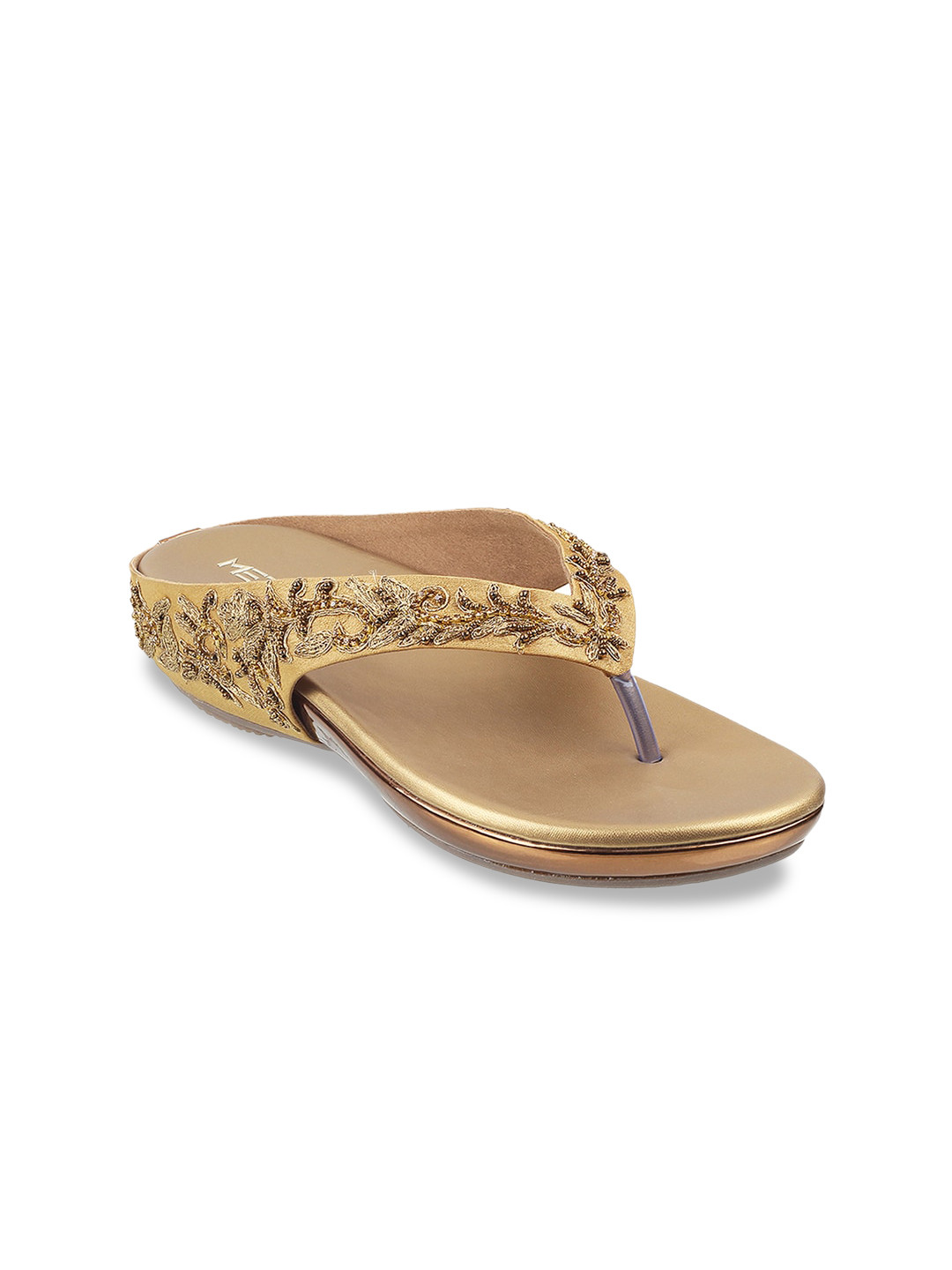 

Metro Women Embellished Open Toe Flats, Gold