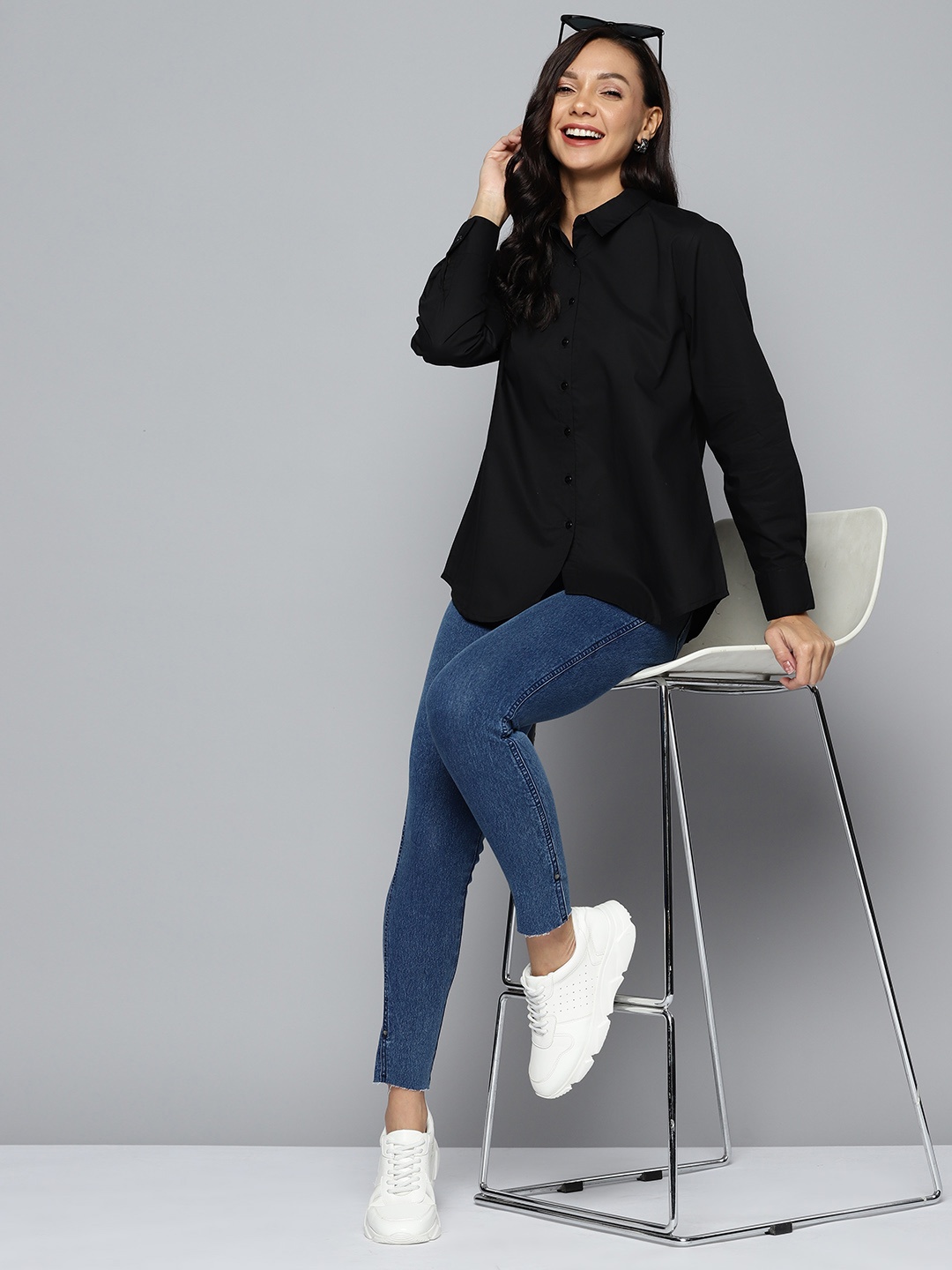 

HERE&NOW Opaque Casual Shirt, Black