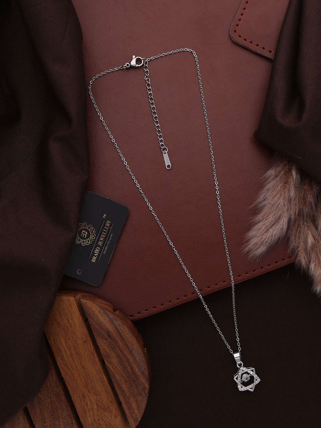 

Brado Jewellery Rhodium-Plated CZ Studded Necklace, Silver