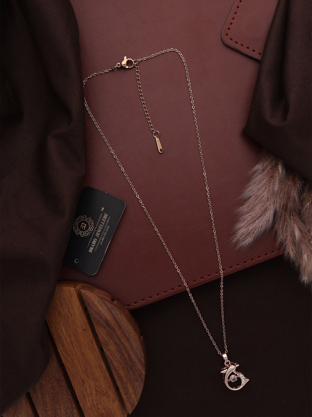 

Brado Jewellery Rose Gold-Plated CZ Studded Necklace