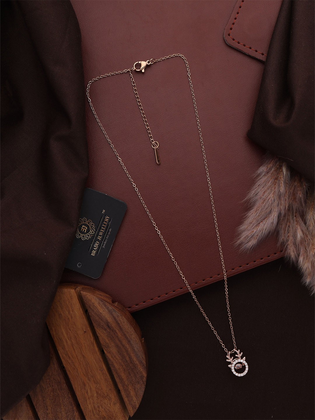

Brado Jewellery Rose Gold-Plated CZ Studded Necklace