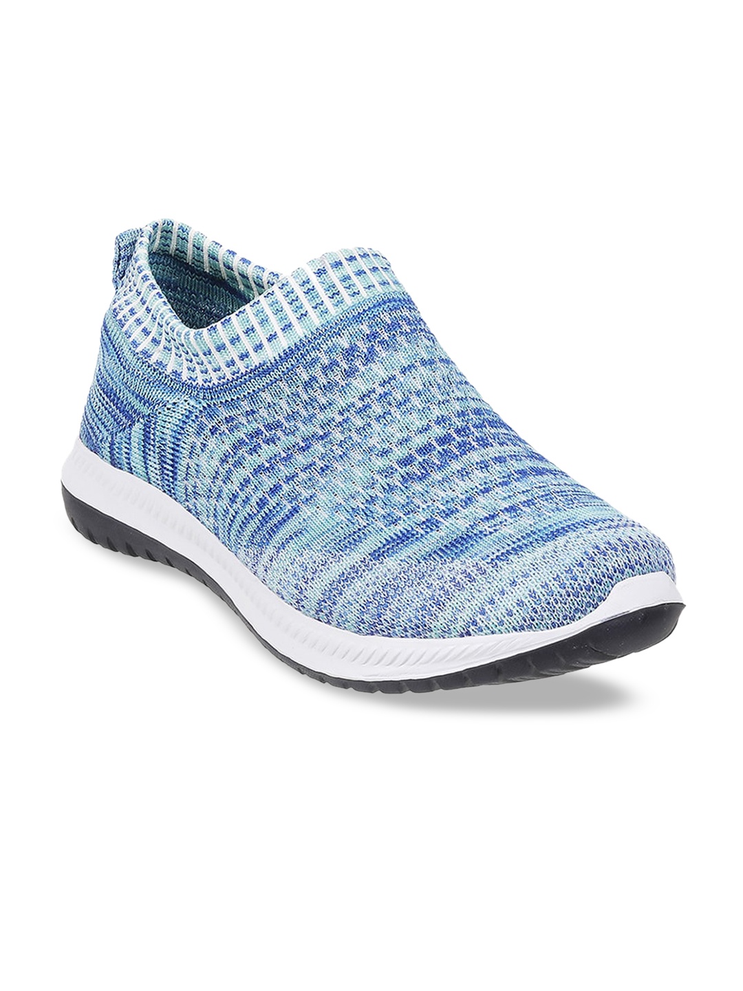 

Mochi Women Woven Design Contrast Sole Slip-On Sneakers, Blue