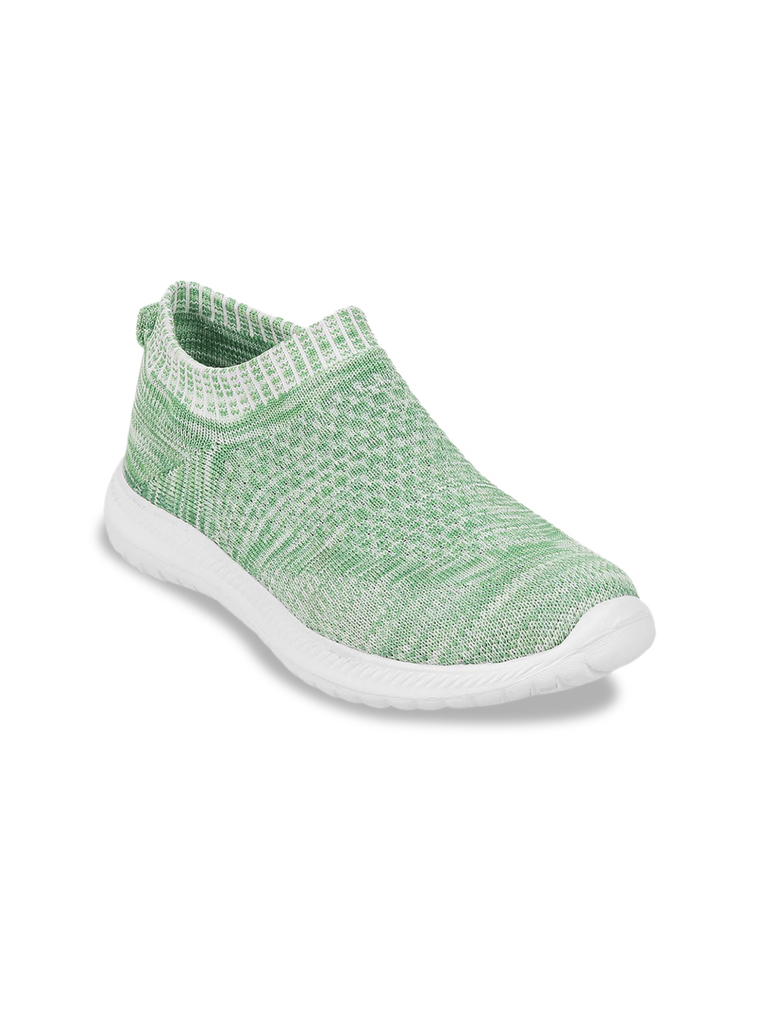 

Mochi Women Woven Design Contrast Sole Slip-On Sneakers, Green