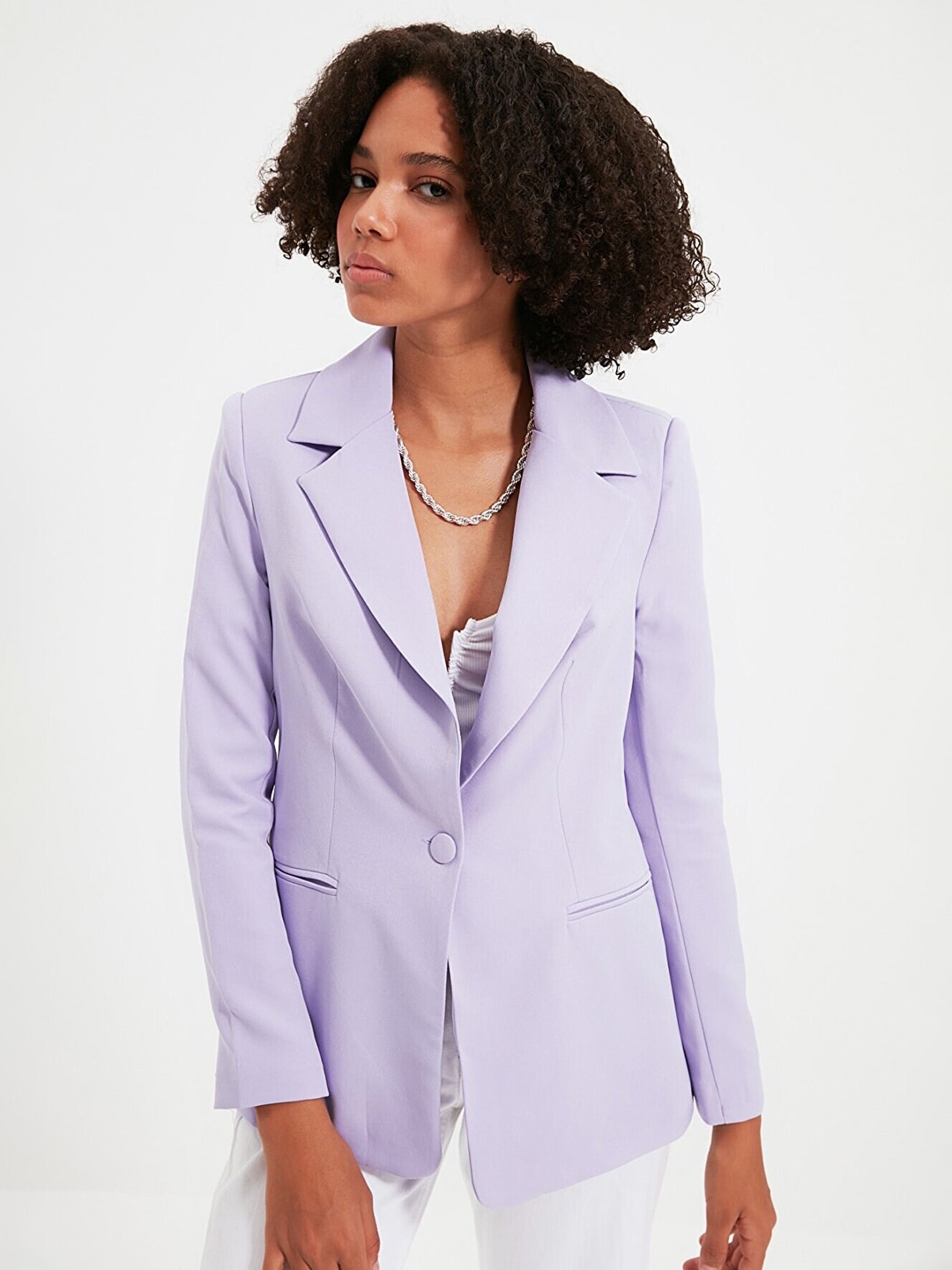 

Trendyol Women Single-Breasted Casual Blazer, Lavender