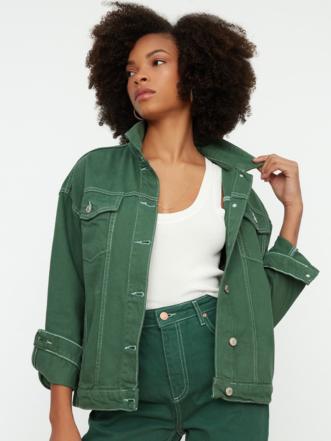 

Trendyol Spread Collar Casual Shirt, Green