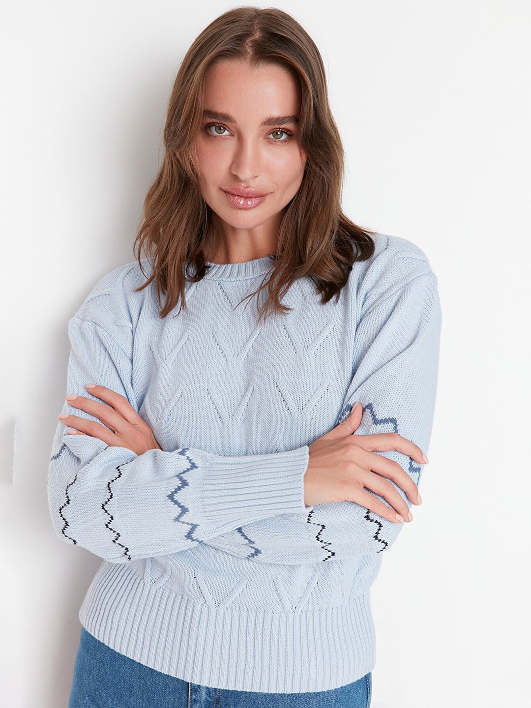 

Trendyol Self Design Acrylic Pullover, Blue