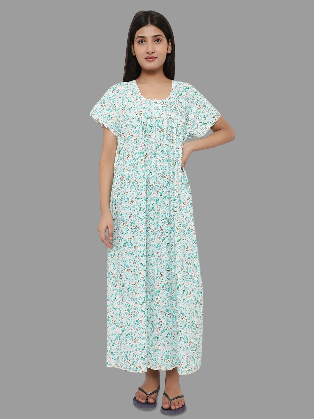 

PALIVAL Floral Printed Pure Cotton Maxi Nightdress, White