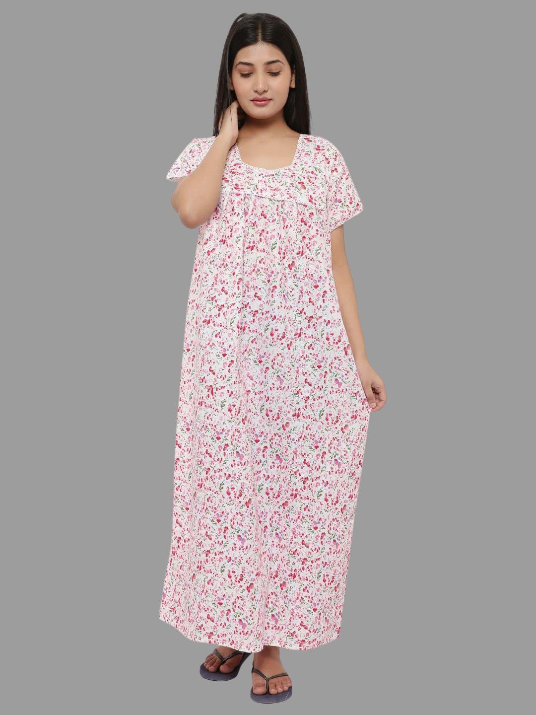 

PALIVAL Floral Printed Pure Cotton Maxi Nightdress, White