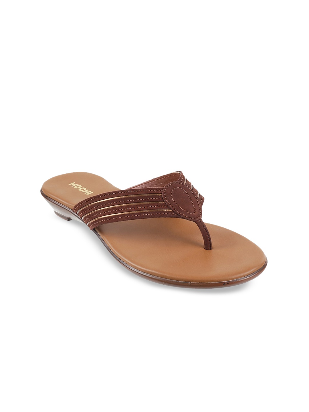 

Mochi Open Toe Woven Design Wedges, Brown