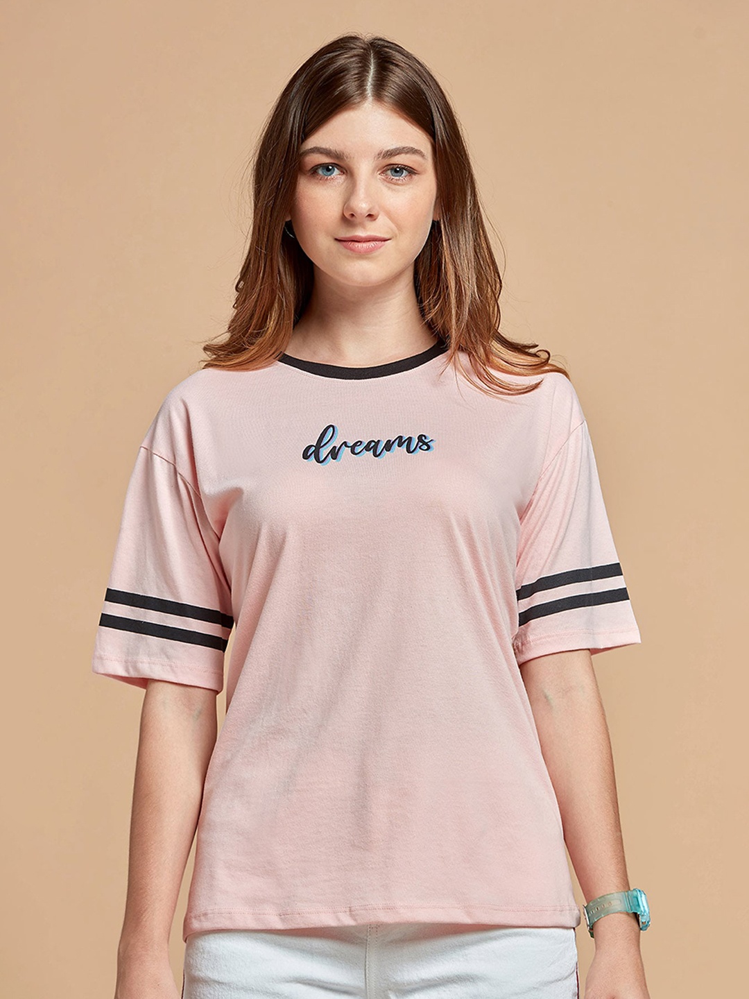 

Mast & Harbour Typography Printed Cotton T-shirt, Pink