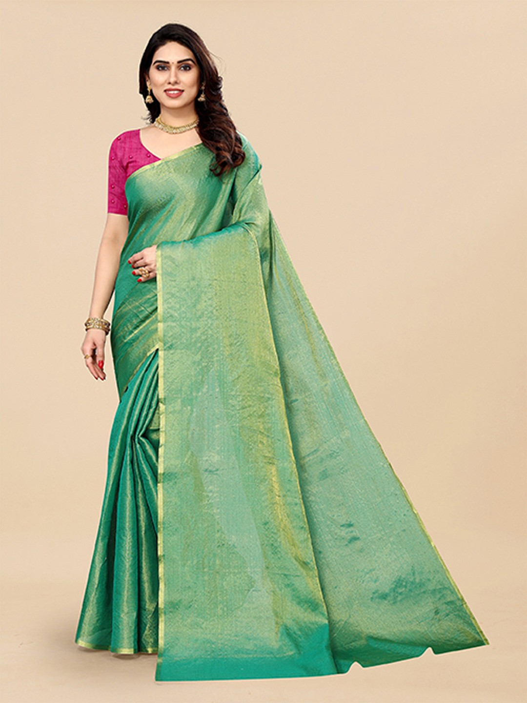 

Sidhidata Zari Silk Blend Paithani Saree, Green