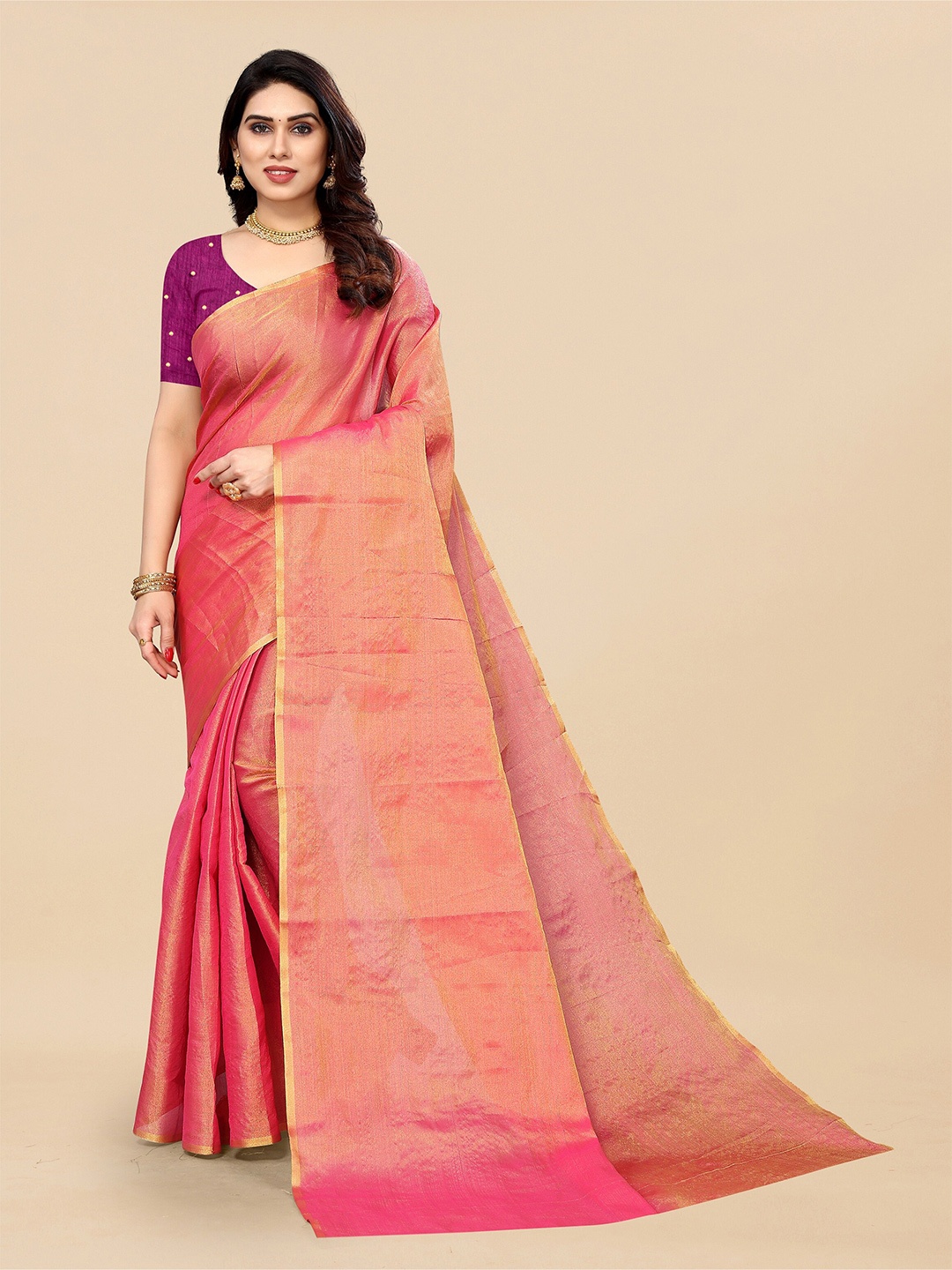 

Sidhidata Zari Silk Blend Paithani Saree, Pink