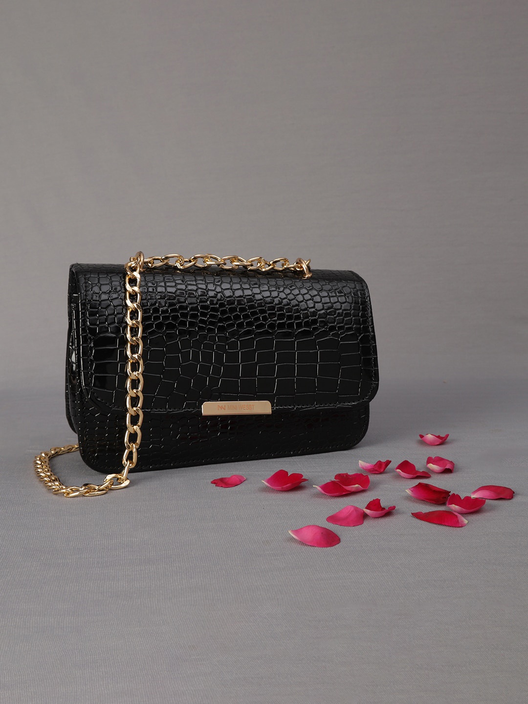 

MINI WESST Textured Structured Sling Bag, Black