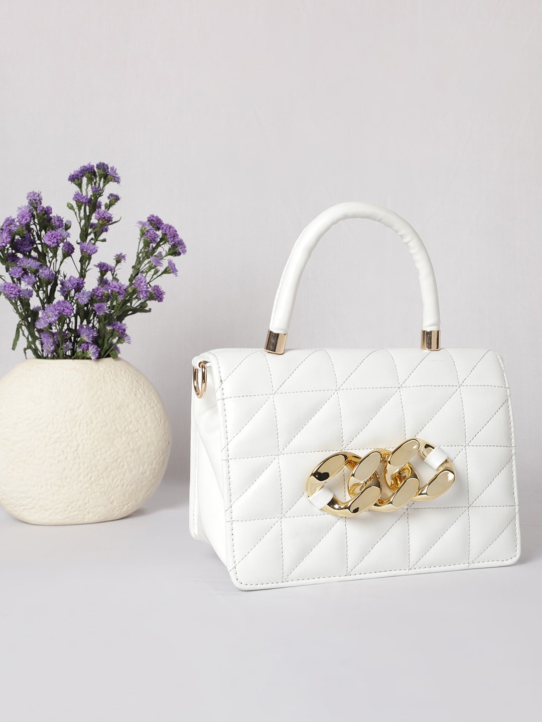

MINI WESST Structured Handheld Bag with Quilted, White