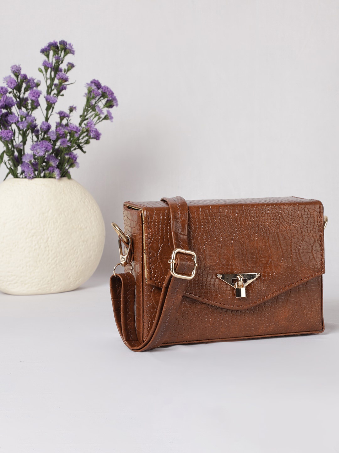 

MINI WESST Textured Structured Sling Bag, Brown