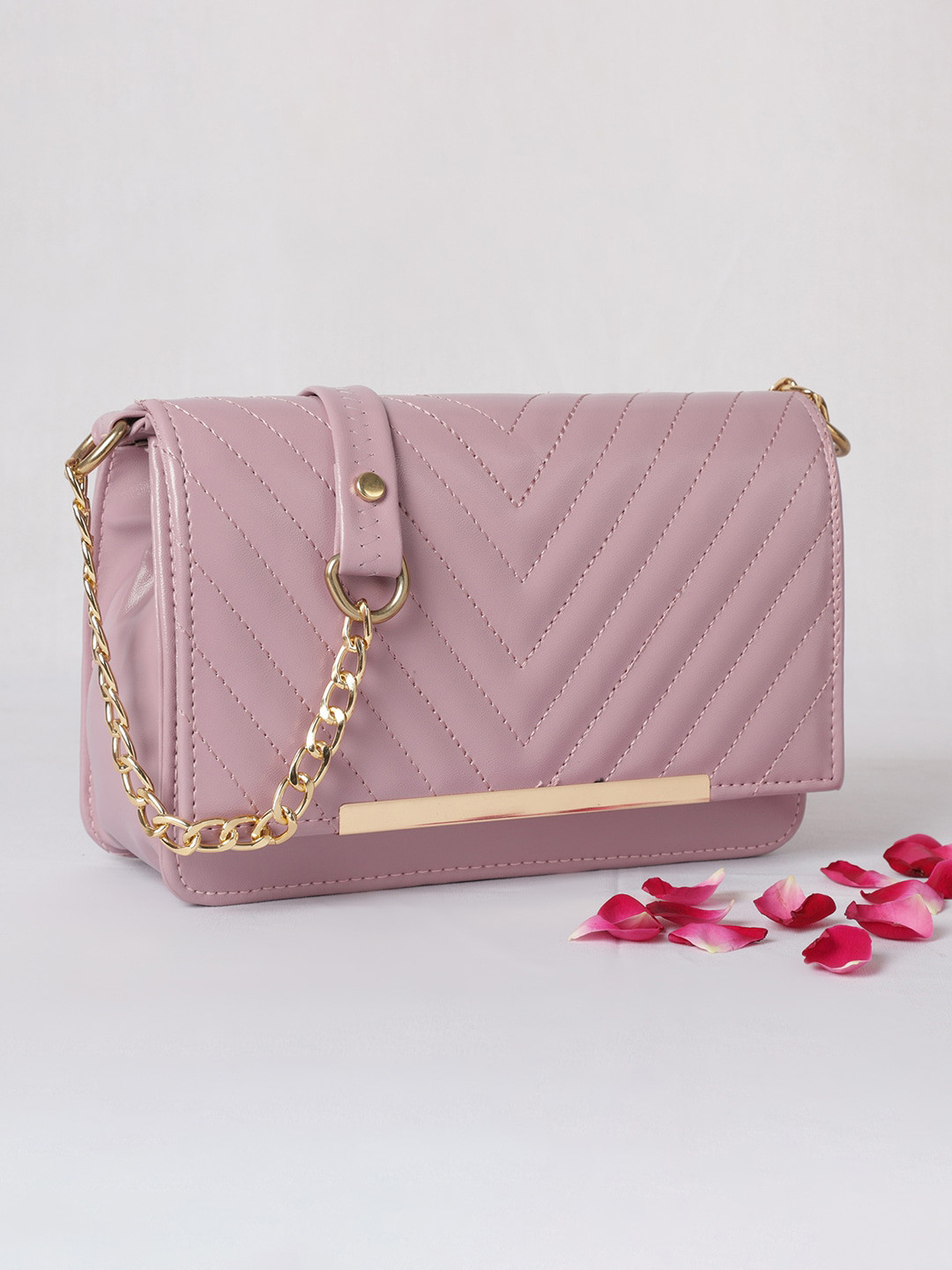 

MINI WESST Textured Structured Sling Bag with Quilted, Purple