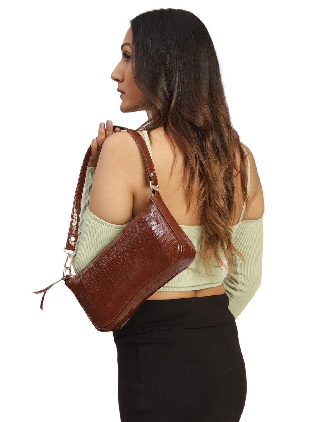 

MINI WESST Textured Structured Sling Bag, Brown
