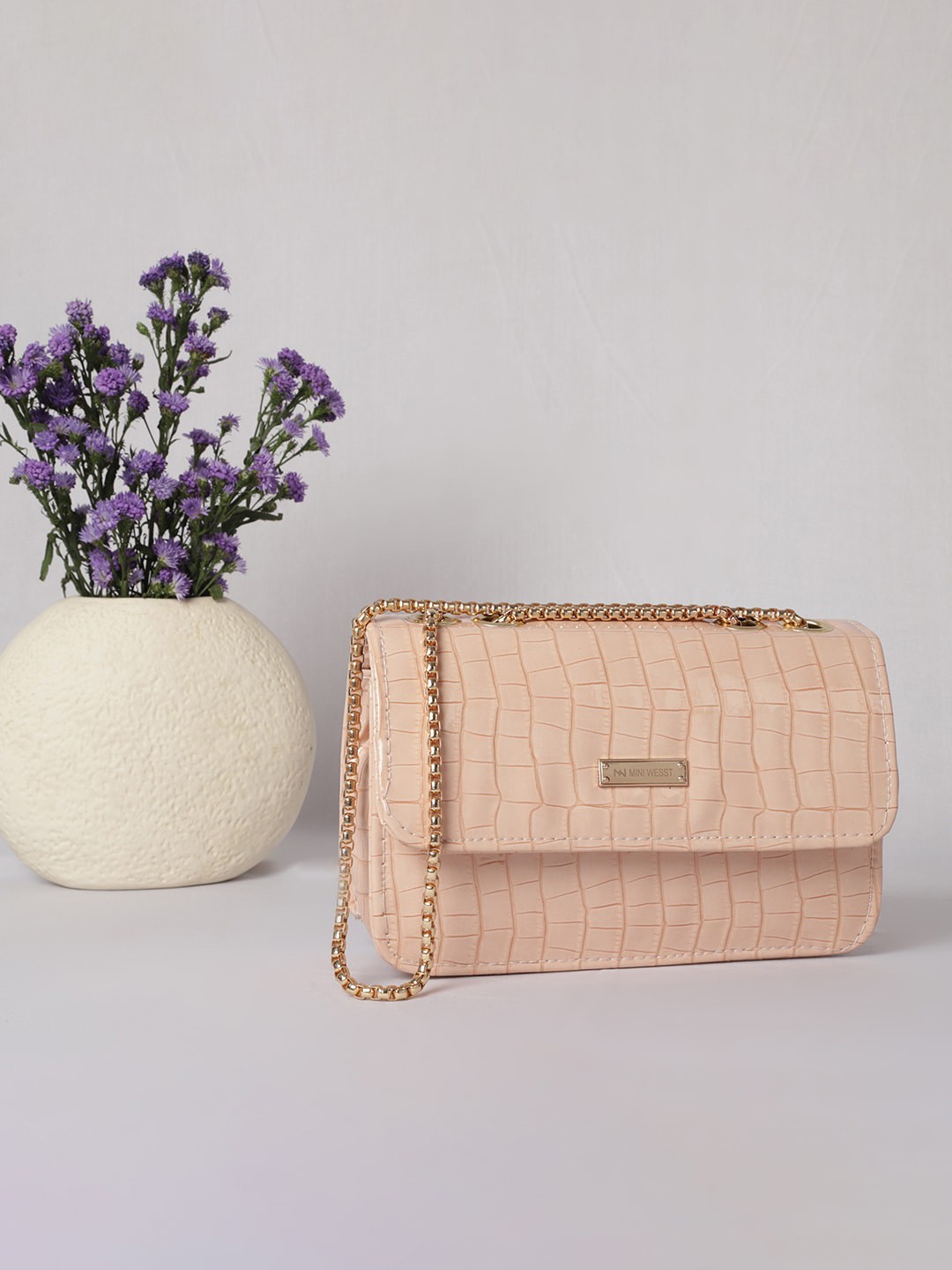 

MINI WESST Textured Structured Sling Bag, Pink