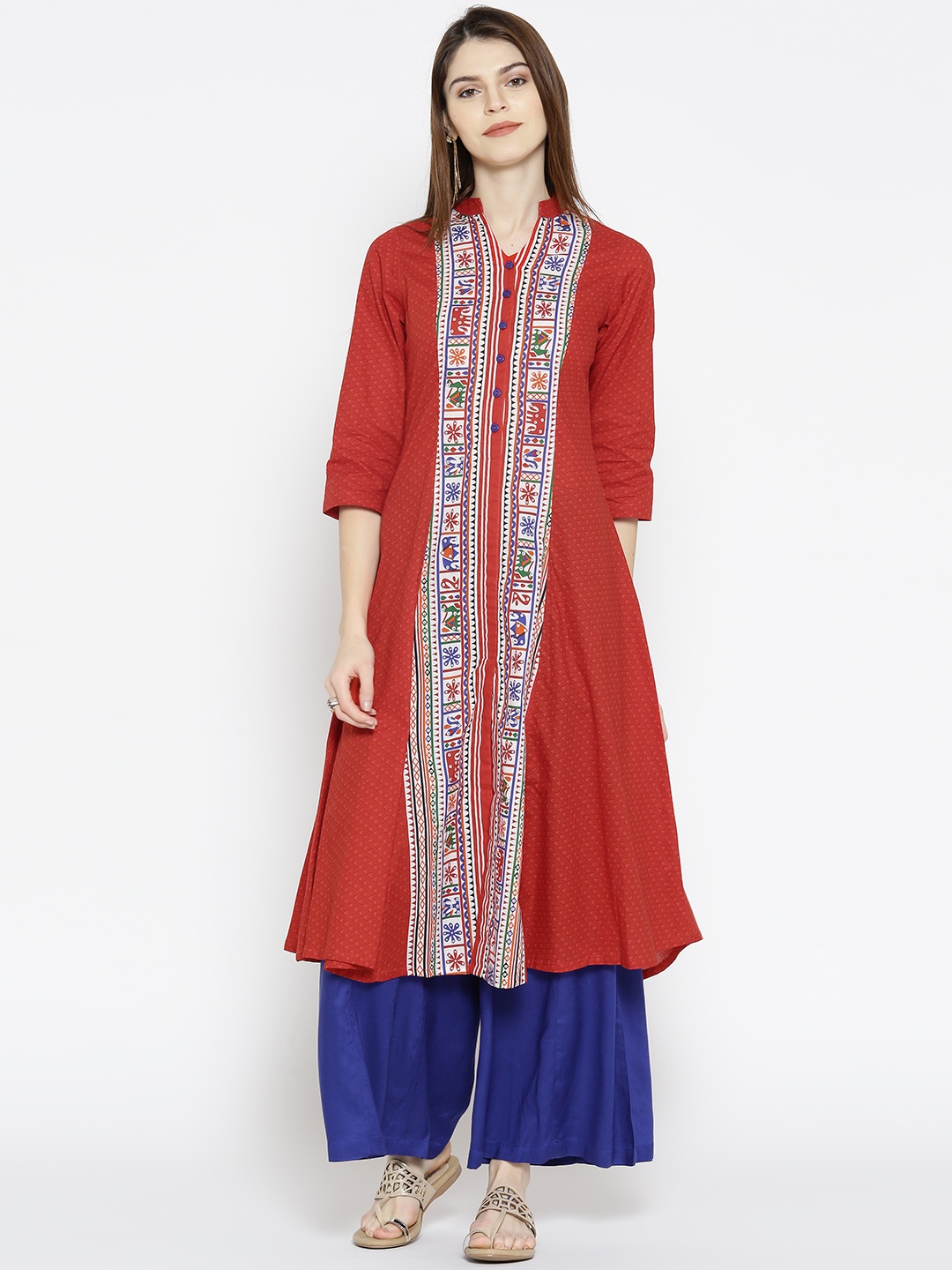 

Ayaany Women Red Printed A-Line Kurta