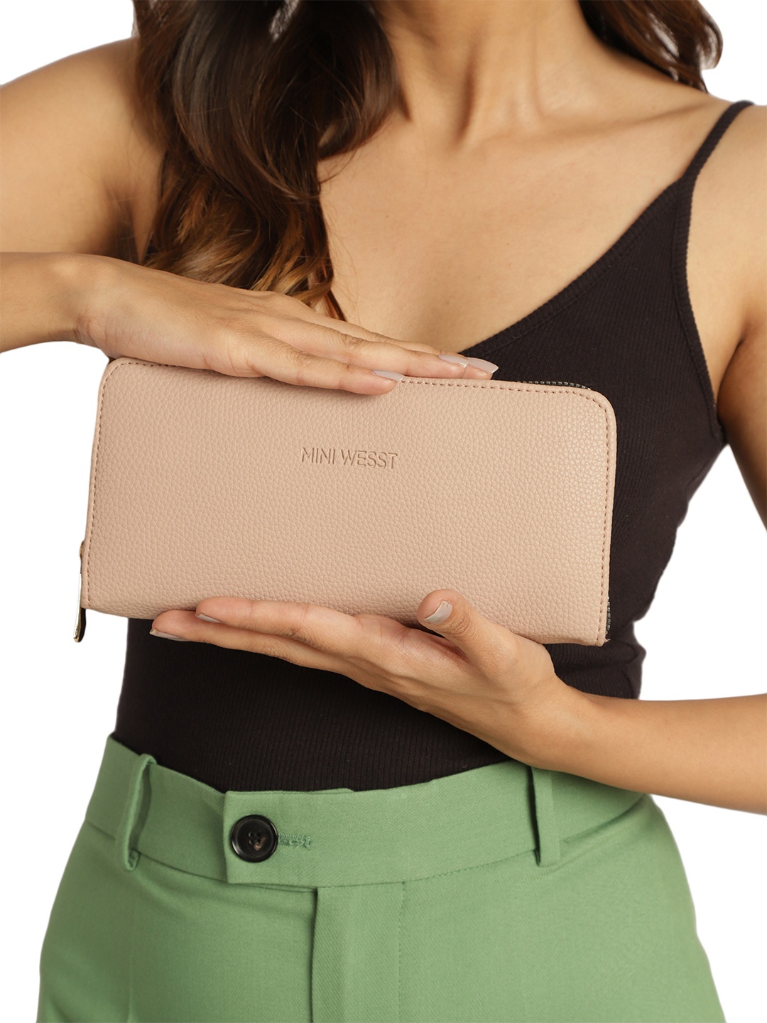 

MINI WESST Zip Around Wallet, Peach