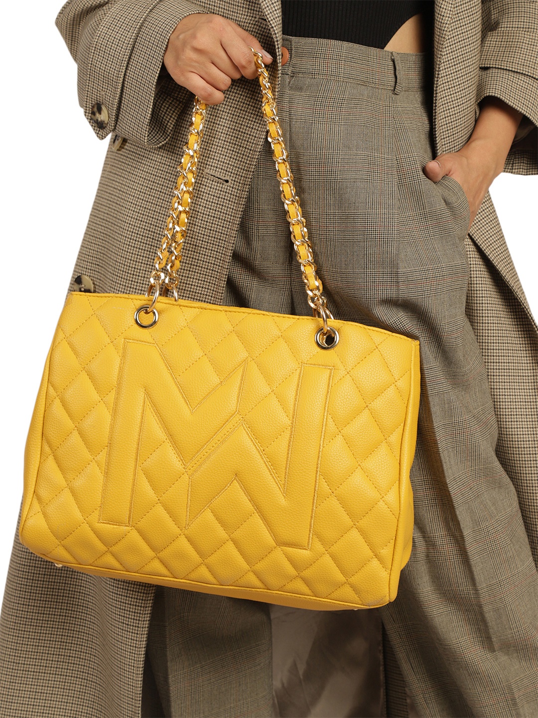 

MINI WESST Structured Shoulder Bag with Quilted, Yellow