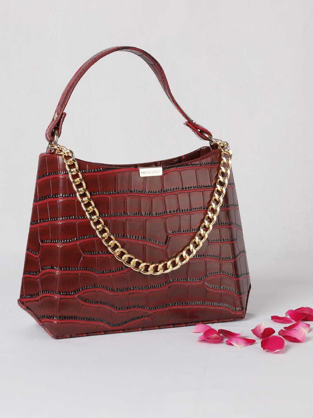 

MINI WESST Textured Structured Handheld Bag, Red