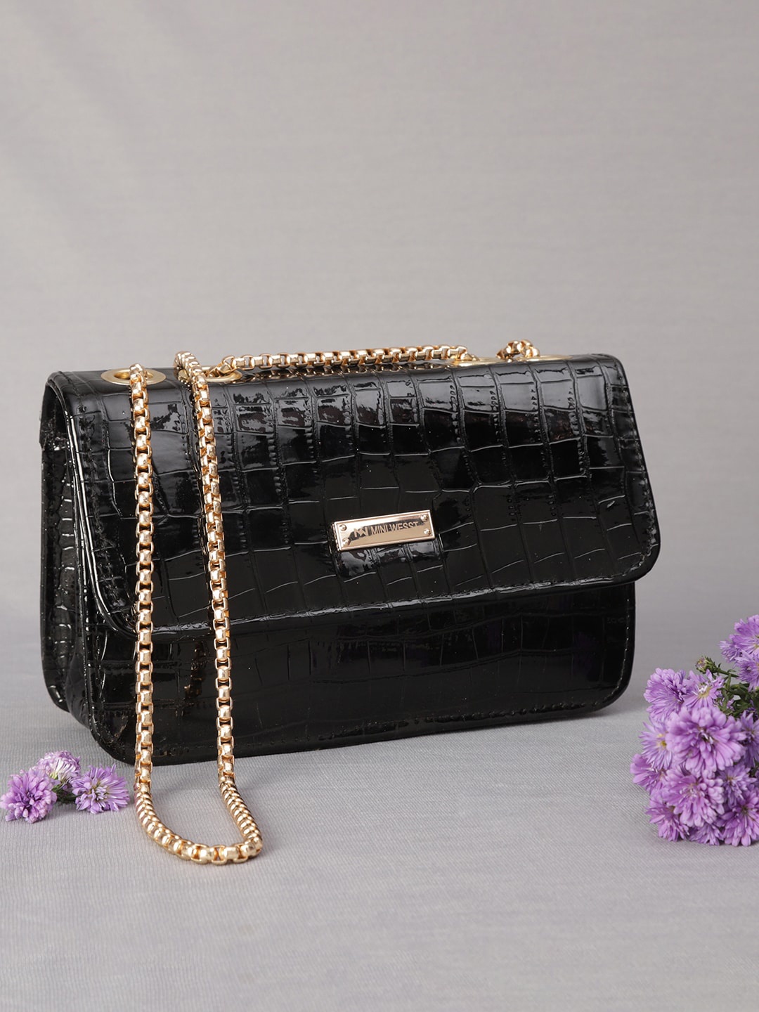 

MINI WESST Textured Structured Sling Bag, Black