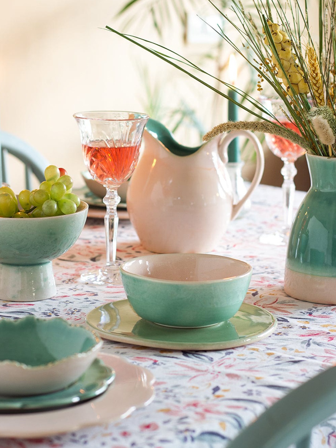 

The Wishing Chair Bisque Sea Green Ceramic Serving Bowl