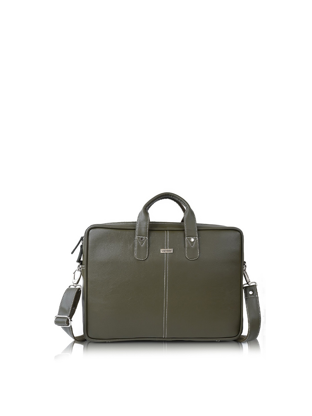

Veneer Vegan Leather Laptop Messenger Bag, Green