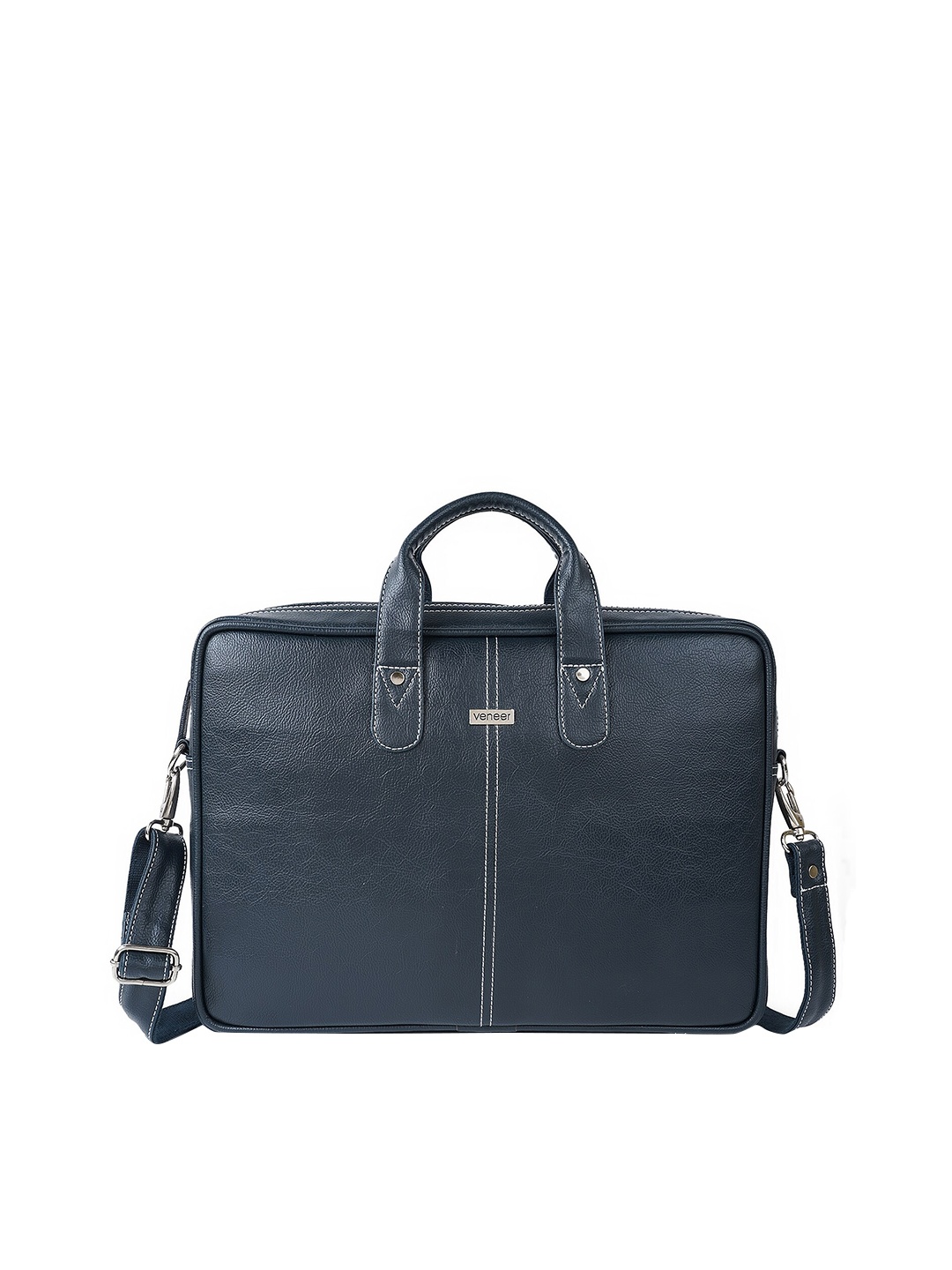 

Veneer Vegan Leather Laptop Messenger Bag, Navy blue