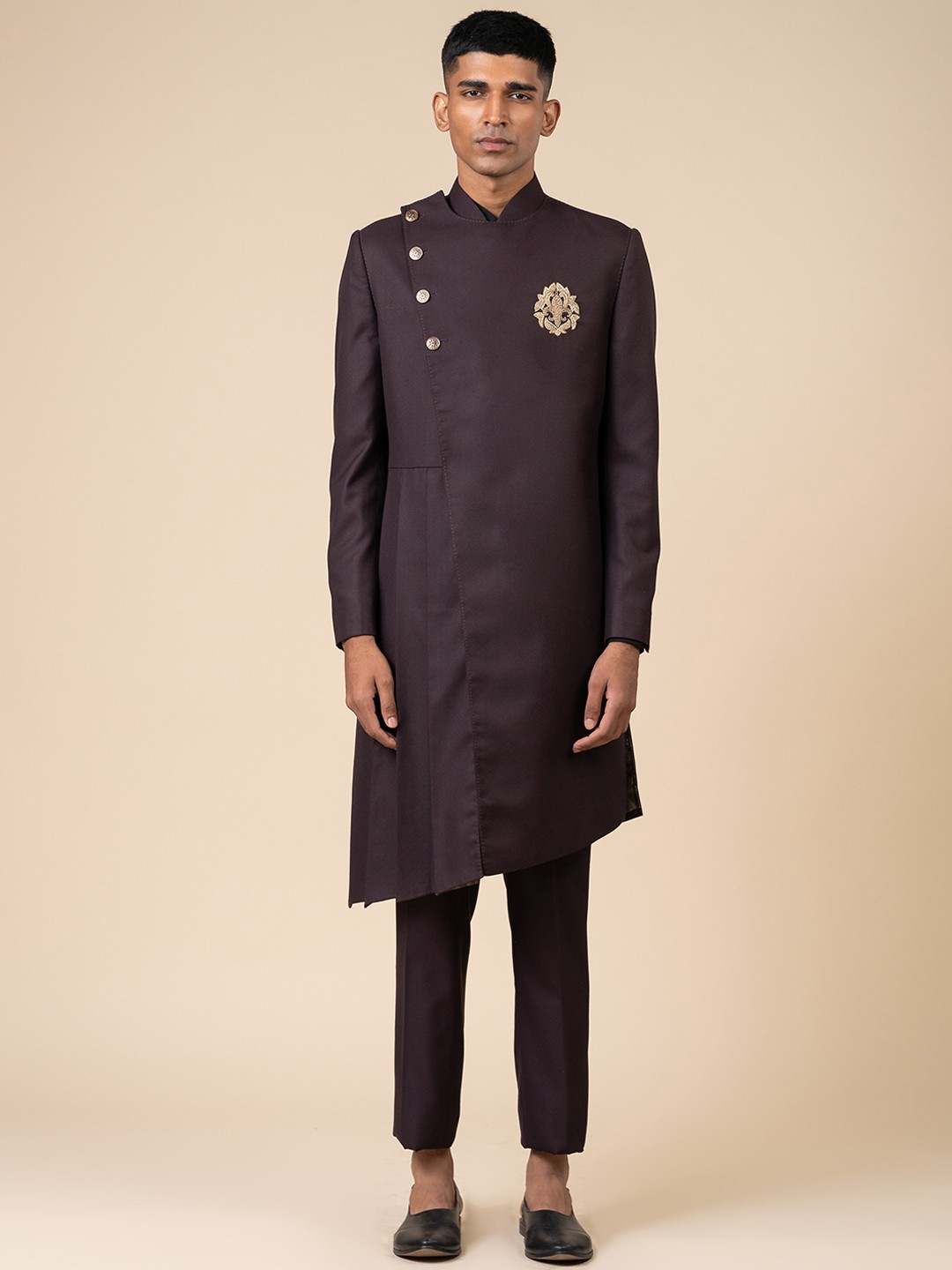 

Tasva Embroidered Detail Indo-Western Sherwani, Purple
