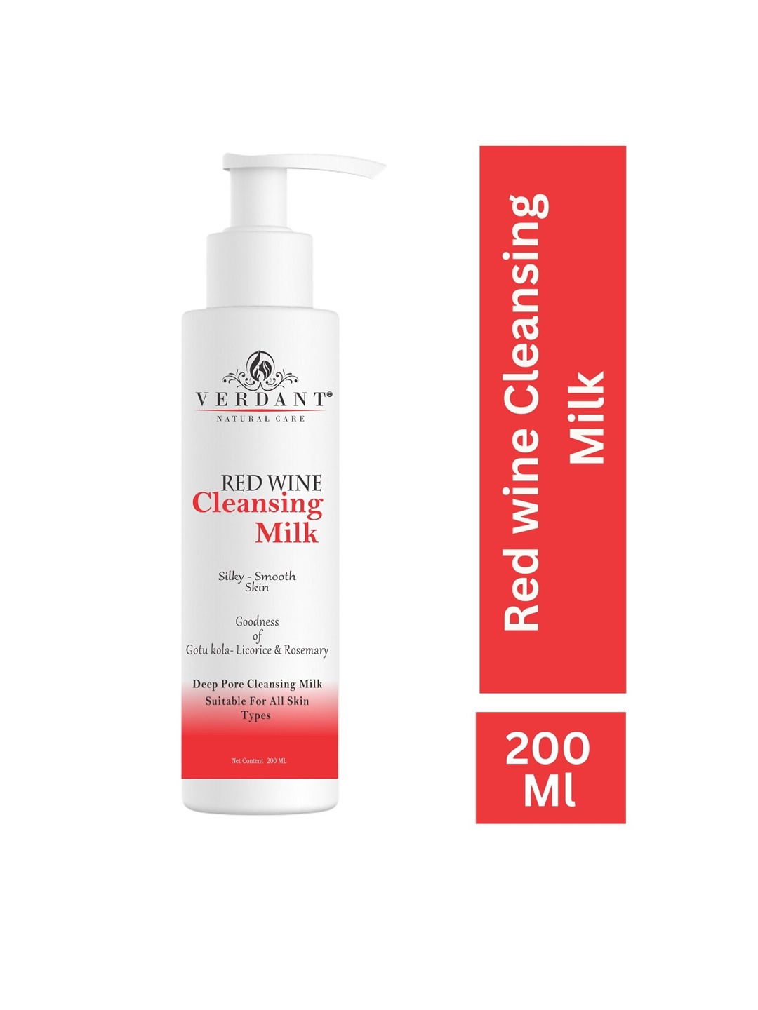 

Verdant Natural Care Red Wine Cleansing Milk & Make Up Remover 200ml, White