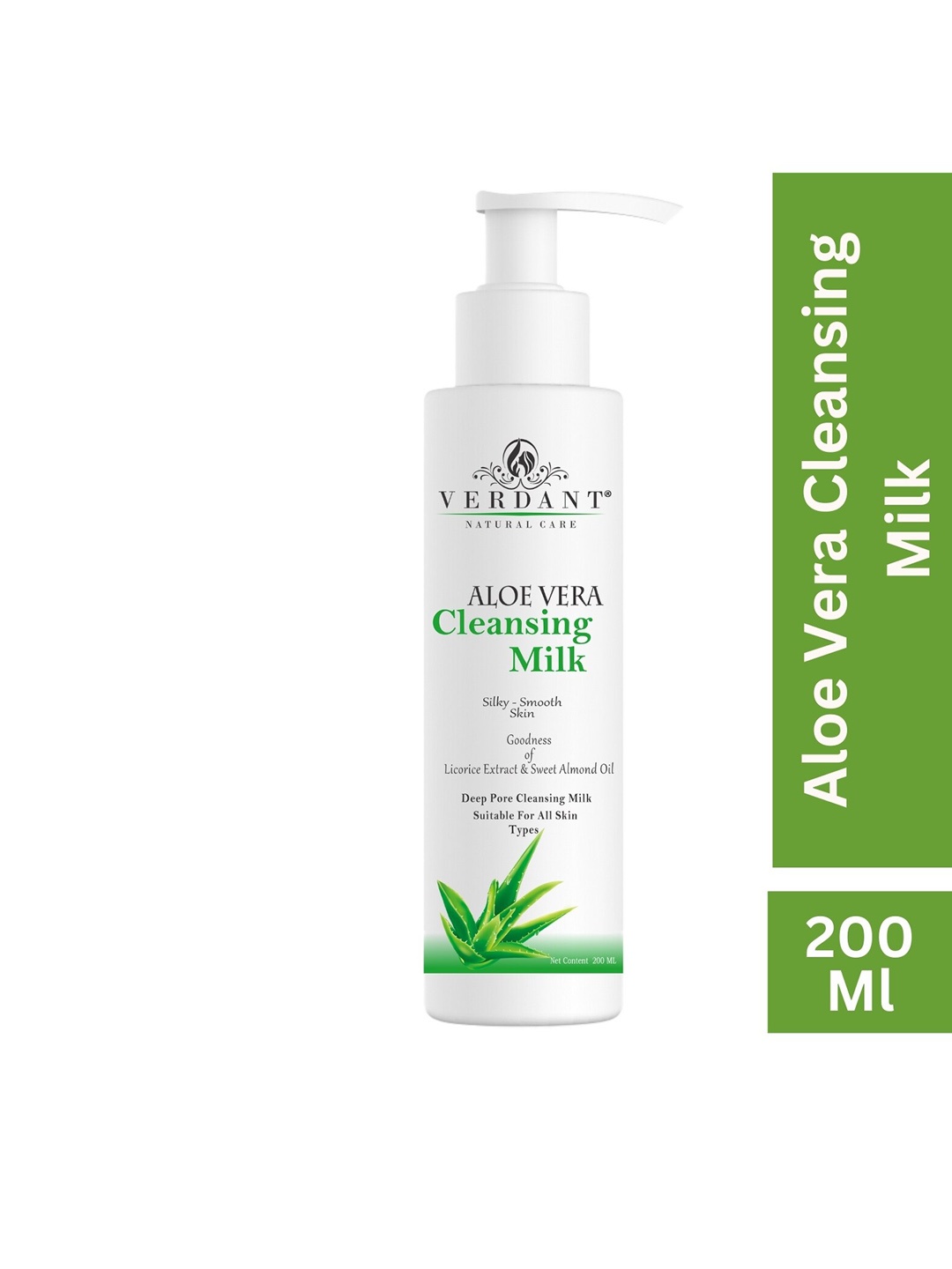 

Verdant Natural Care Aloe Vera Cleansing Milk & Make Up Remover - 200 ml, White