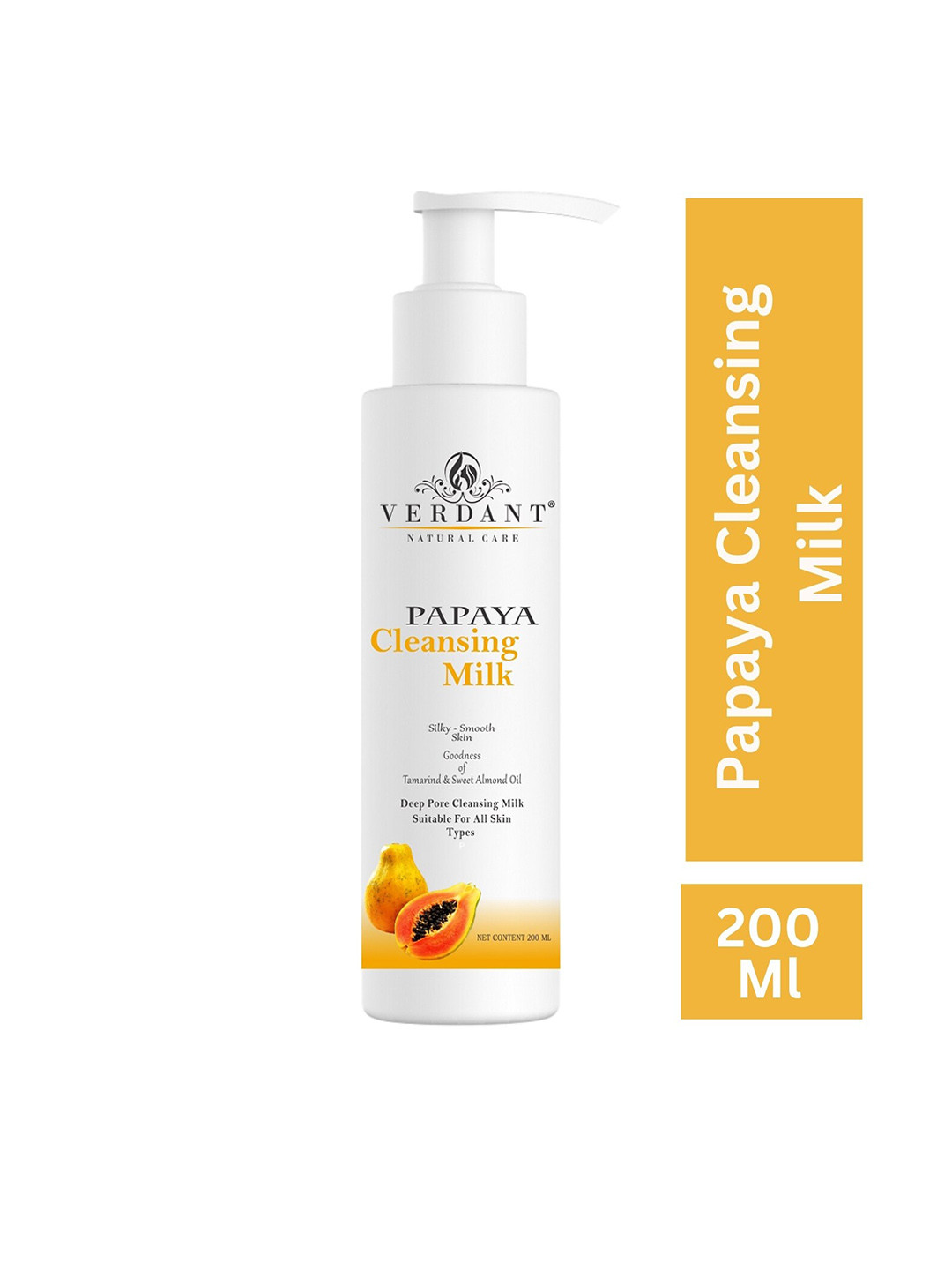 

Verdant Natural Care Papaya Cleansing Milk with Tamarind & Sweet Almond - 200 ml, White