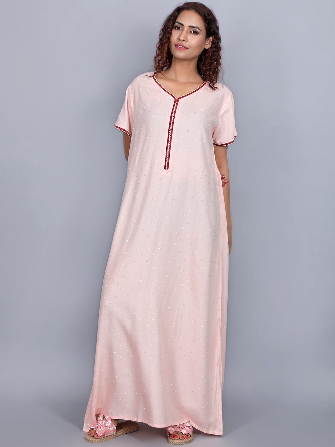 

evolove Ethnic Motifs Printed Nightdress, Pink